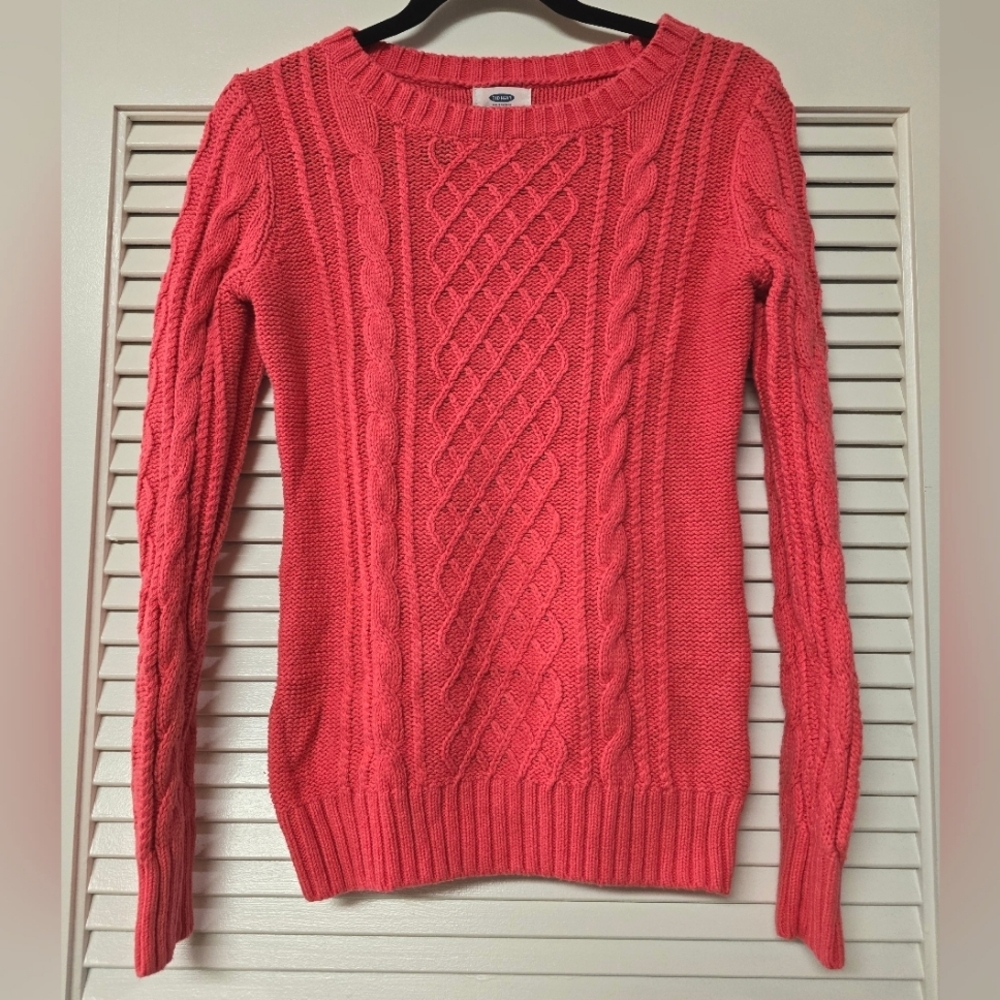 Old Navy - Pink Knit Pullover Long-Sleeve Sweater